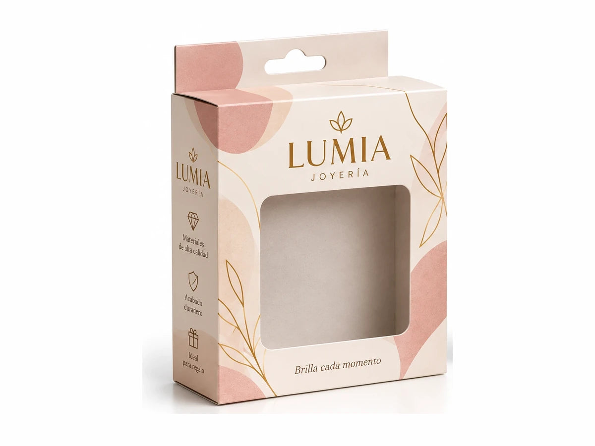Caja plegadiza para joyería con ventana troquelada y diseño personalizado