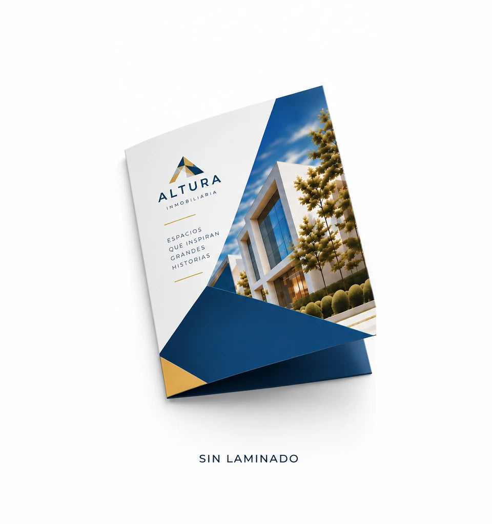 Folder ALTURA impreso a color con acabado sin laminado.