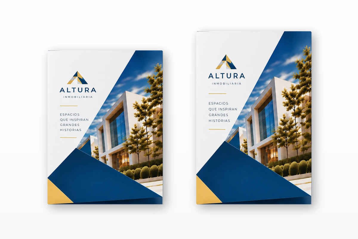 Comparativa visual de dos folders ALTURA en tamaño carta y oficio, sin etiquetas de medidas.