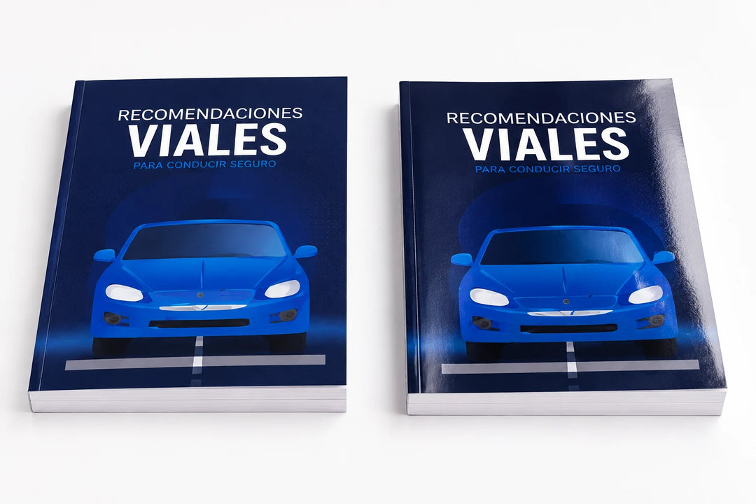 Comparación de portada laminada mate y brillante en libros de pasta blanda.
