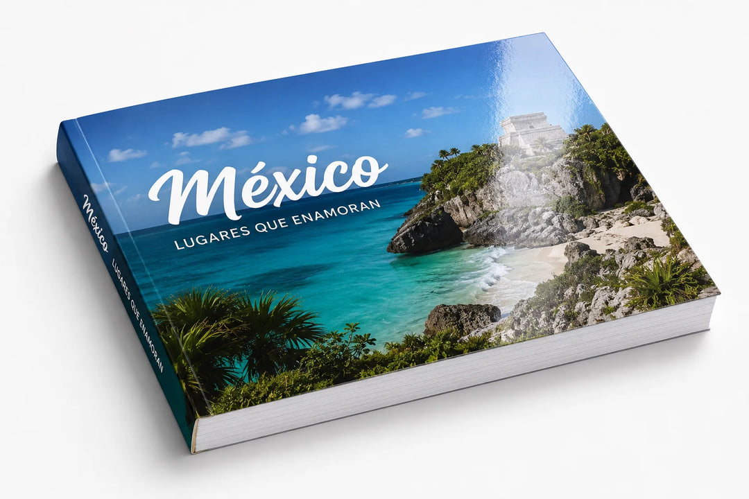 Libro fotográfico de pasta blanda con portada de México