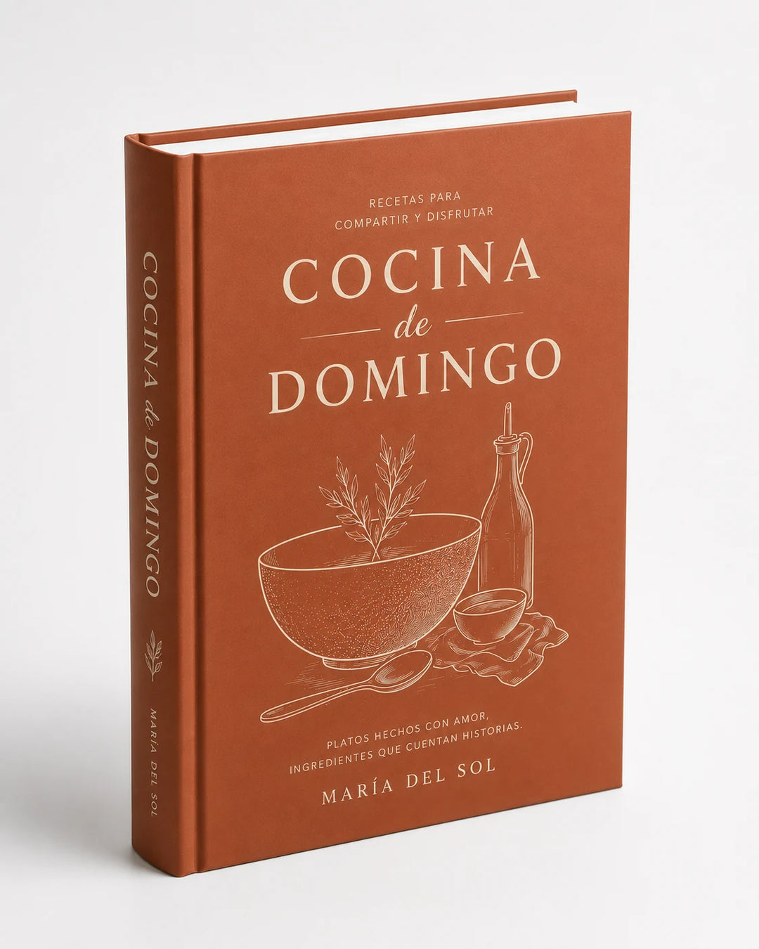 Libro de pasta dura con cubierta terracota y lomo personalizado