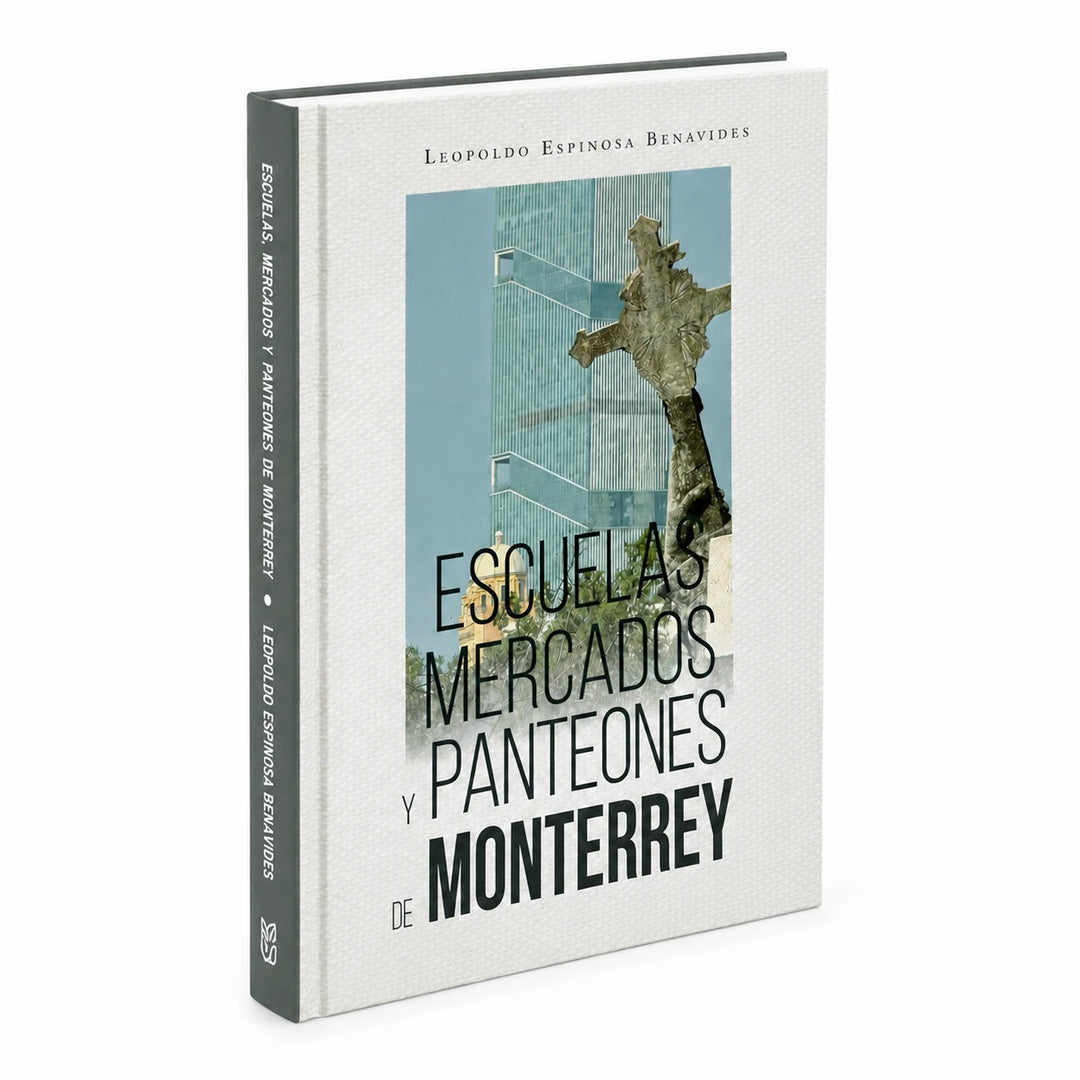Libro de pasta dura visto de frente y contraportada con lomo personalizado.