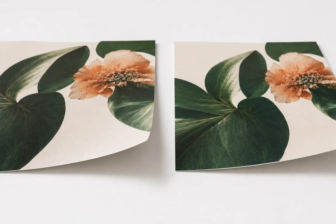  Comparación visual de papel couché flexible y cartulina sulfatada de mayor rigidez.