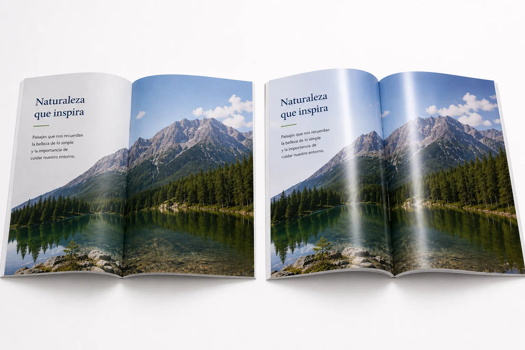  Comparación de papel couché mate y brillante en interiores de revistas.