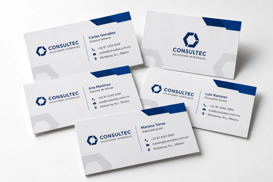 Tarjetas de presentación para distintos integrantes de una empresa