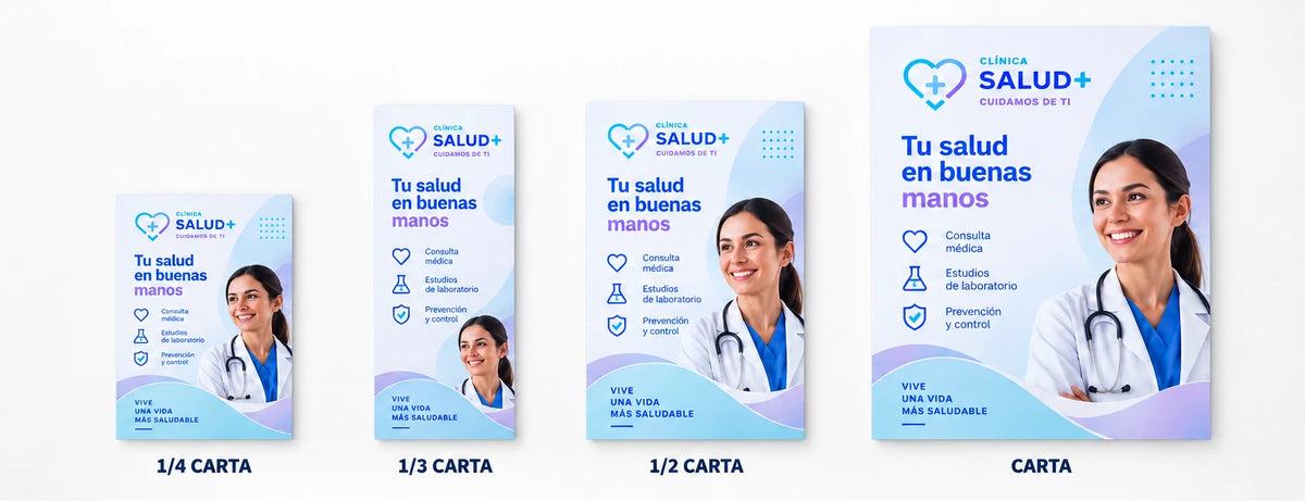 Medidas disponibles para volantes impresos
